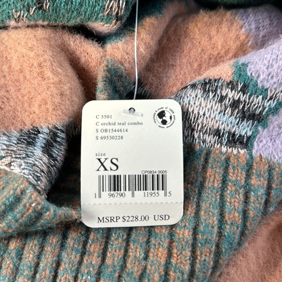 FREE PEOPLE AUGUST CARDIGAN - ORCHID TEAL COMBO Size XS - Picture 5 of 6